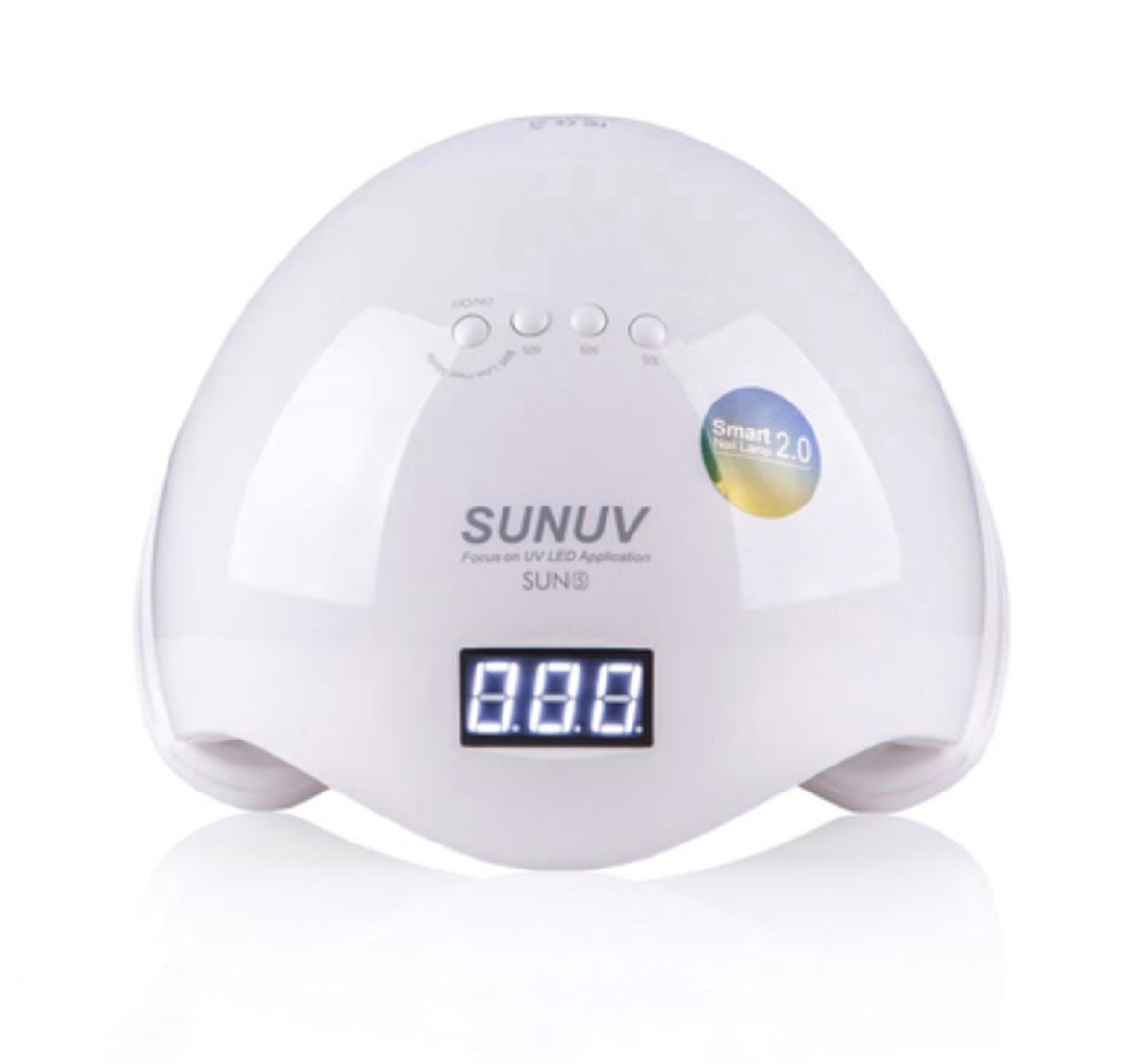 White SUNUV UV LED nail lamp with digital timer display for manicure and gel polish curing