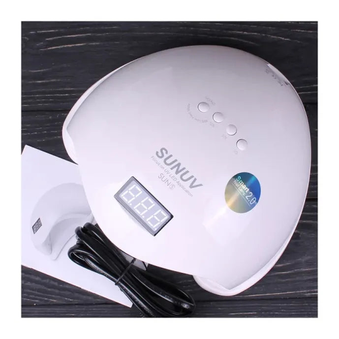 White SUNUV UV LED nail lamp for gel polish curing with digital timer and power cord