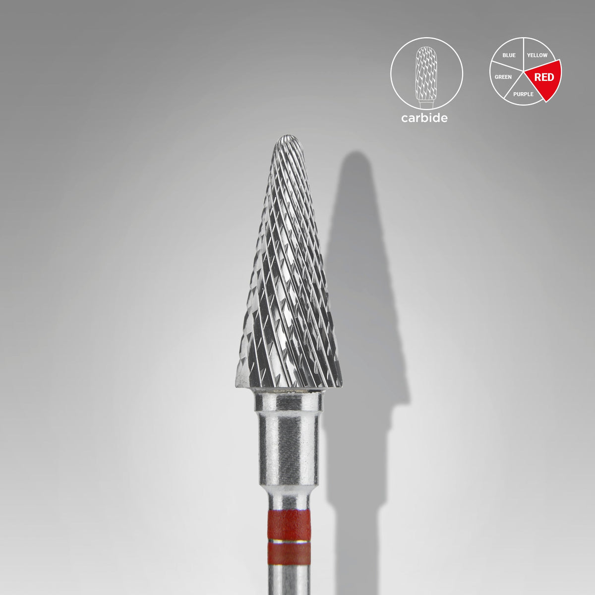 STALEKS PRO Carbide Nail Drill Bit Cone for Left-Handed Users, Red, Ø 6 mm / 14 mm