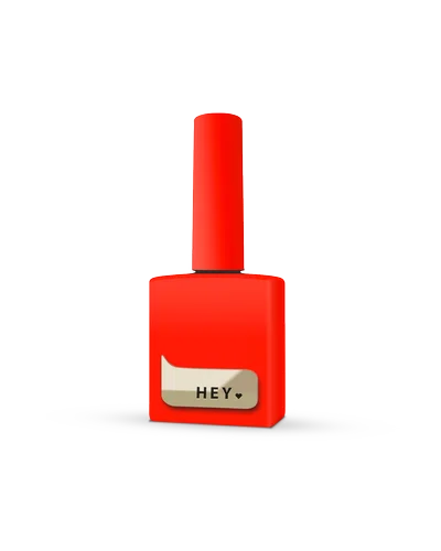 Red nail polish bottle with &