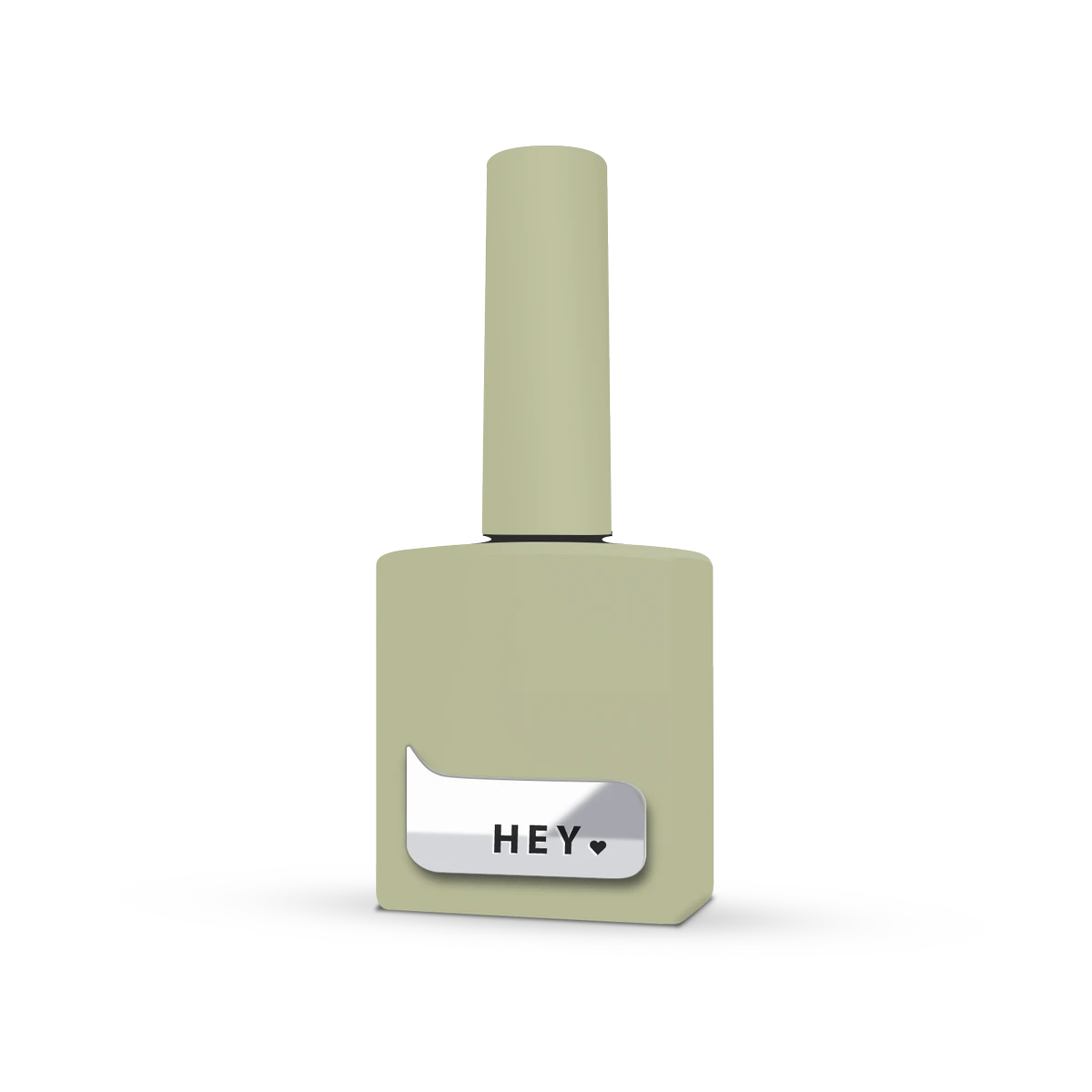 Pale green UV gel nail polish bottle with HEY label for manicure