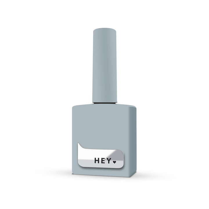 Light blue gel nail polish bottle with &