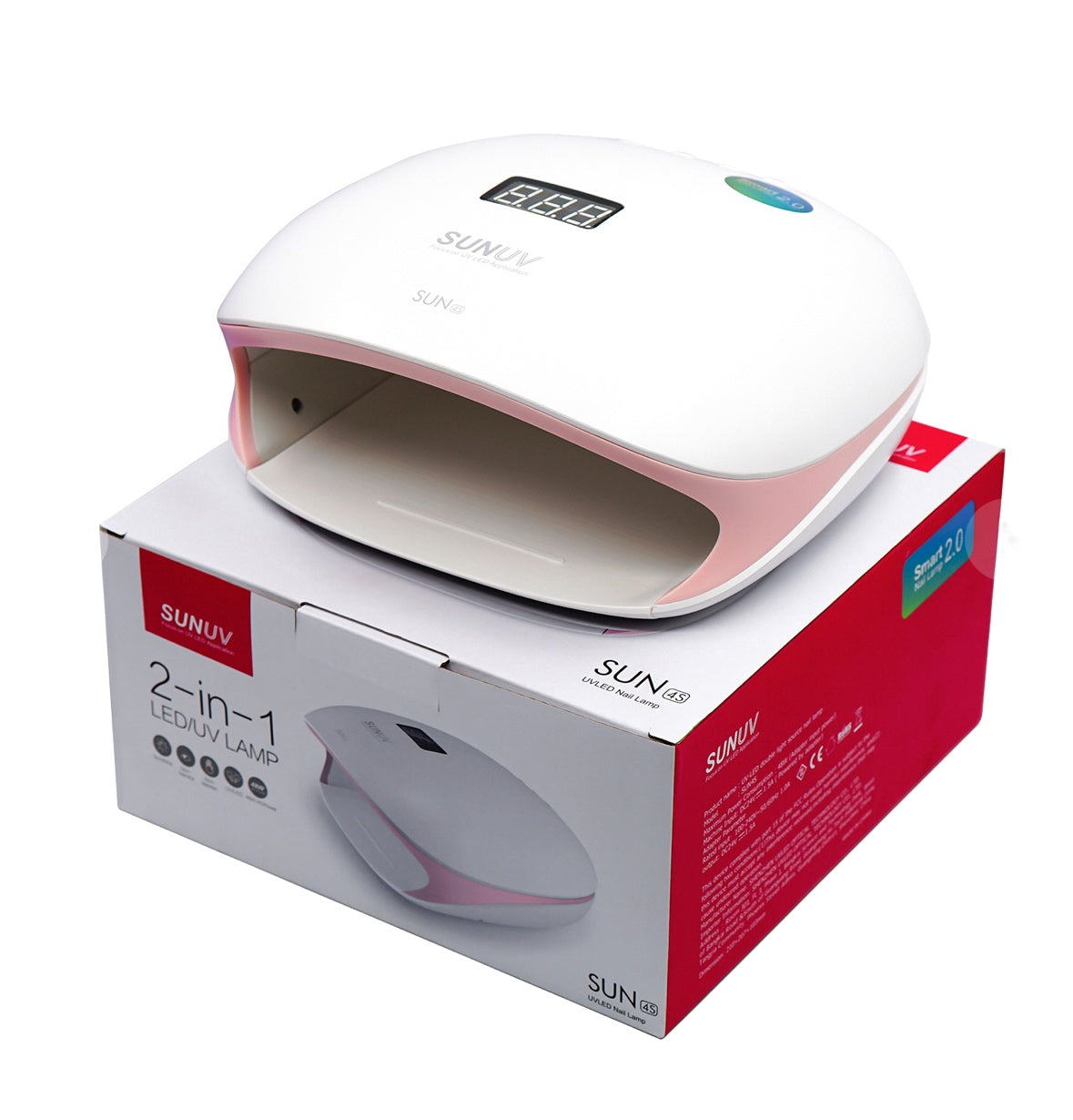SUNUV 2-in-1 LED UV nail lamp for gel polish drying on product box