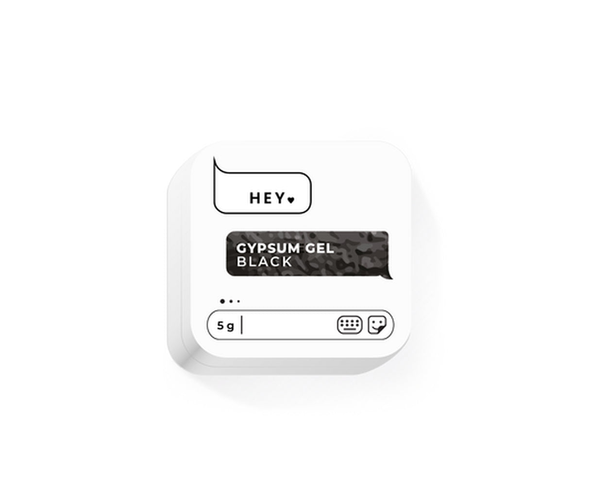 Black gypsum gel nail art product in a white 5g container for manicures