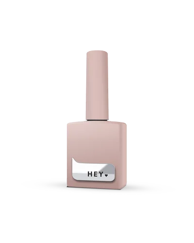 Blush pink gel nail polish bottle with matte finish and HEY label, manicure product