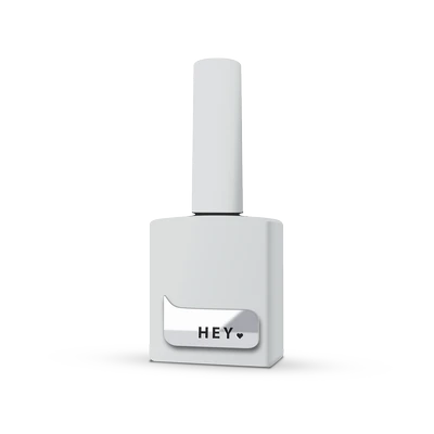 White gel nail polish bottle with HEY label, ideal for manicure and nail art