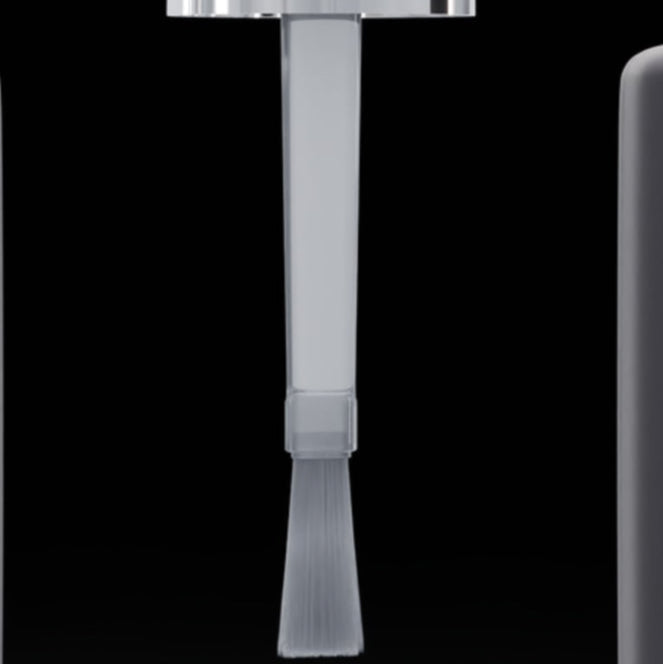 Close-up of a nail polish brush applicator on black background, manicure tool