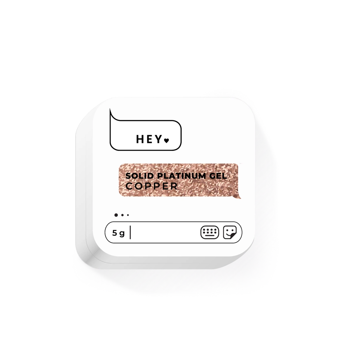 Solid platinum copper gel polish in white container, 5g for manicure and nail art