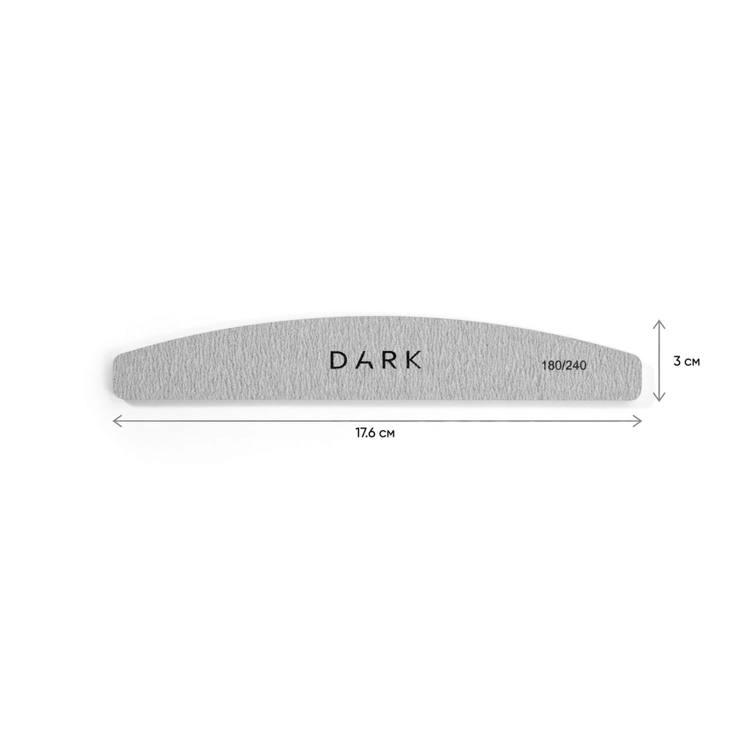 DARK half-moon foam nail file, 180/240 grit – size 17.6 × 3 cm