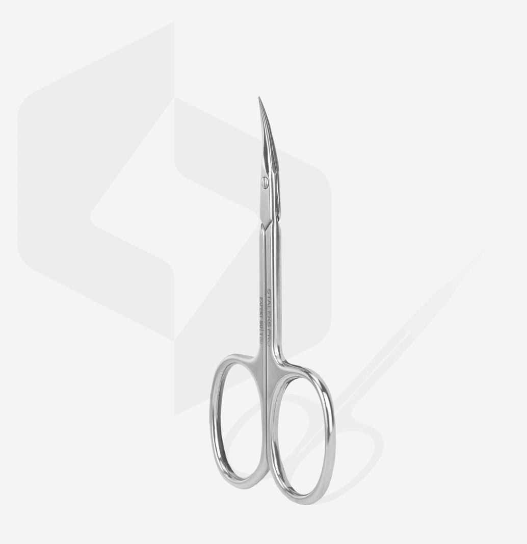 Stainless steel cuticle scissors for manicure and pedicure on white background