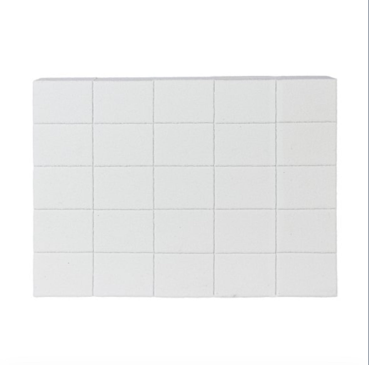 White nail buffer block with grid pattern, manicure and pedicure nail care tool