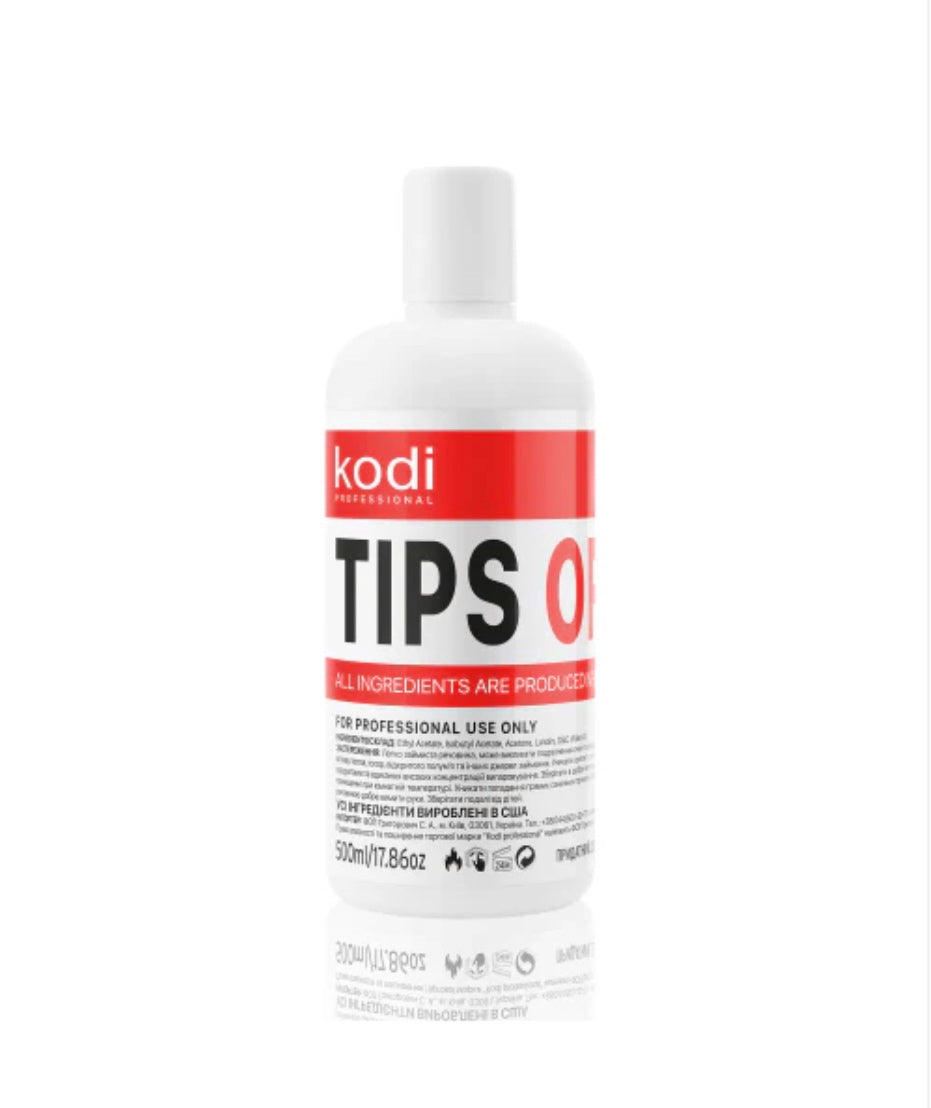 Kodi Professional TIPS OFF liquid remover for nail tips and gel polish, 500ml bottle