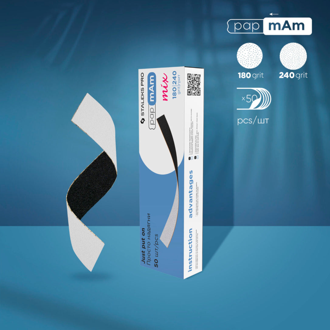 Professional nail file replacement pads 180 240 grit, 50 pack, on blue background
