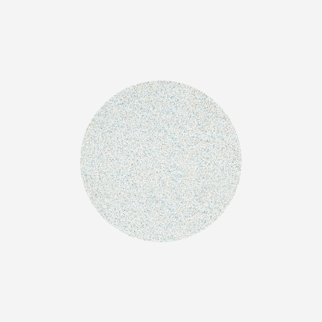 Swatch of silver glitter UV gel polish for nails on white background