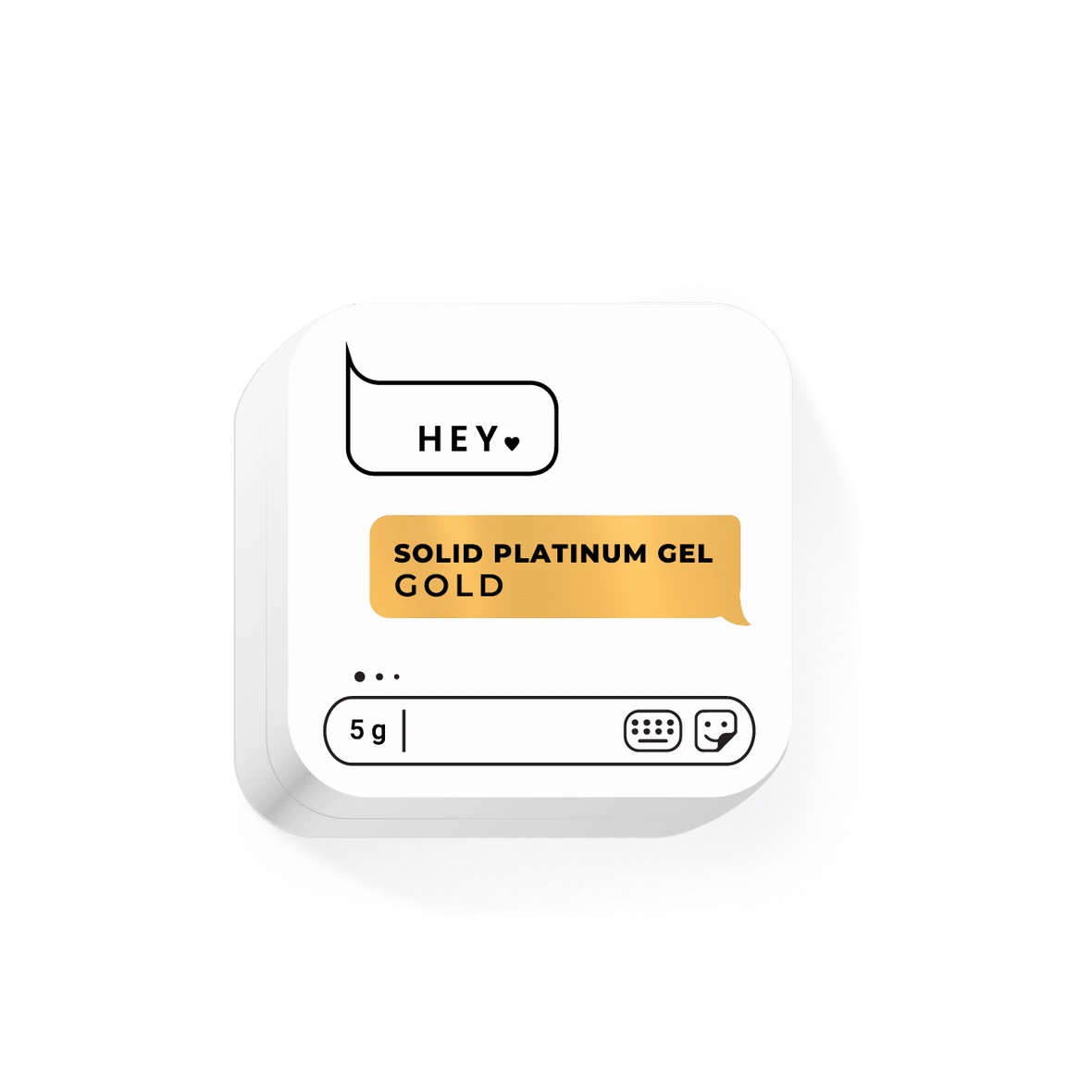 Solid Platinum Gel Gold nail gel in white 5g container for manicure and nail art.