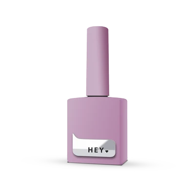 Light purple gel nail polish bottle with 'HEY' label, professional manicure product.