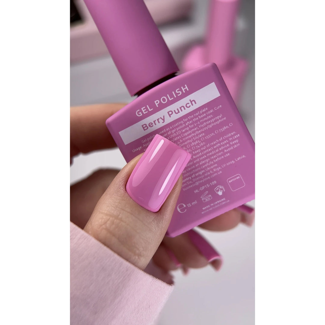 Vernis semi-permanent HEYLOVE Berry Punch, 15 ml