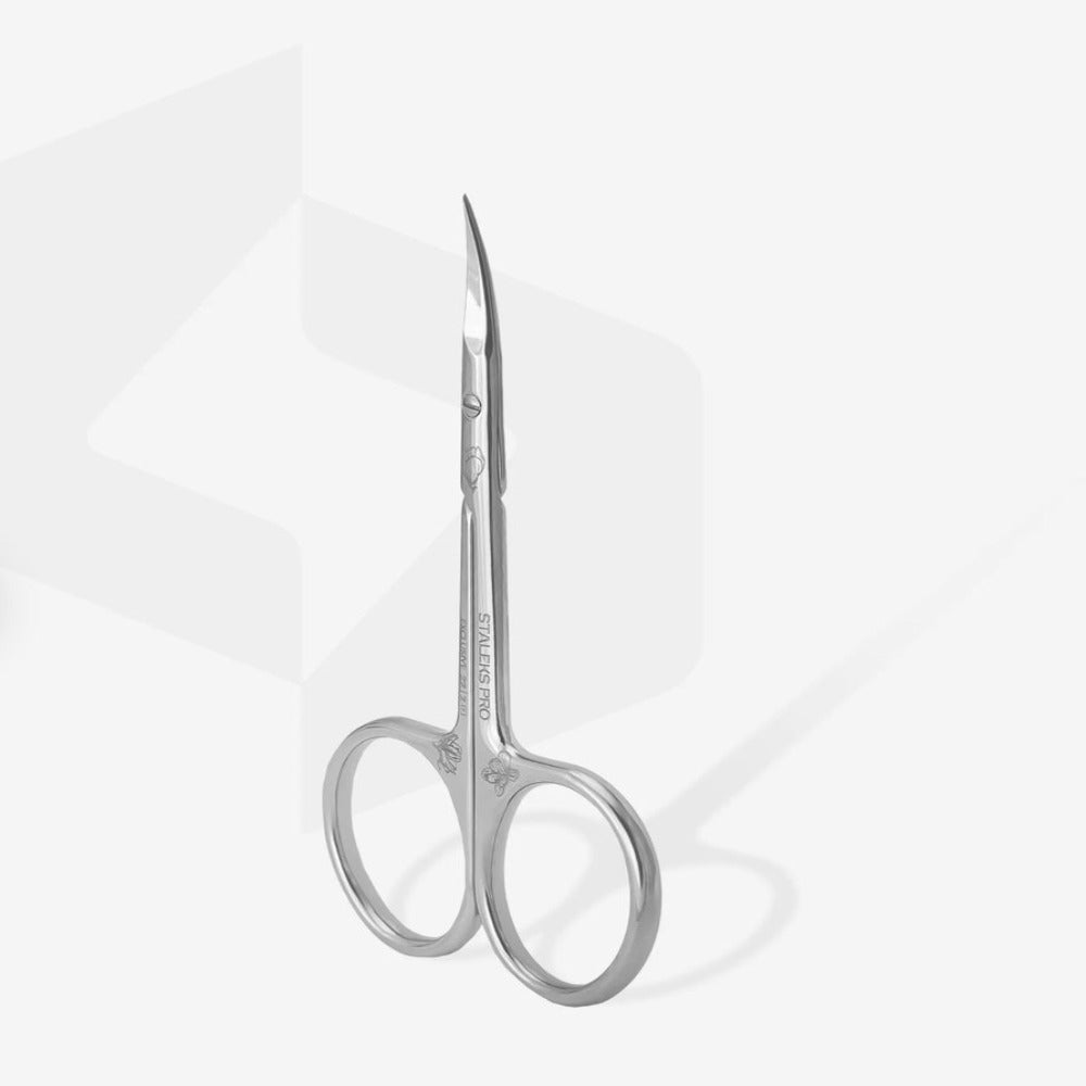 Stainless steel cuticle scissors for manicure and pedicure on white background