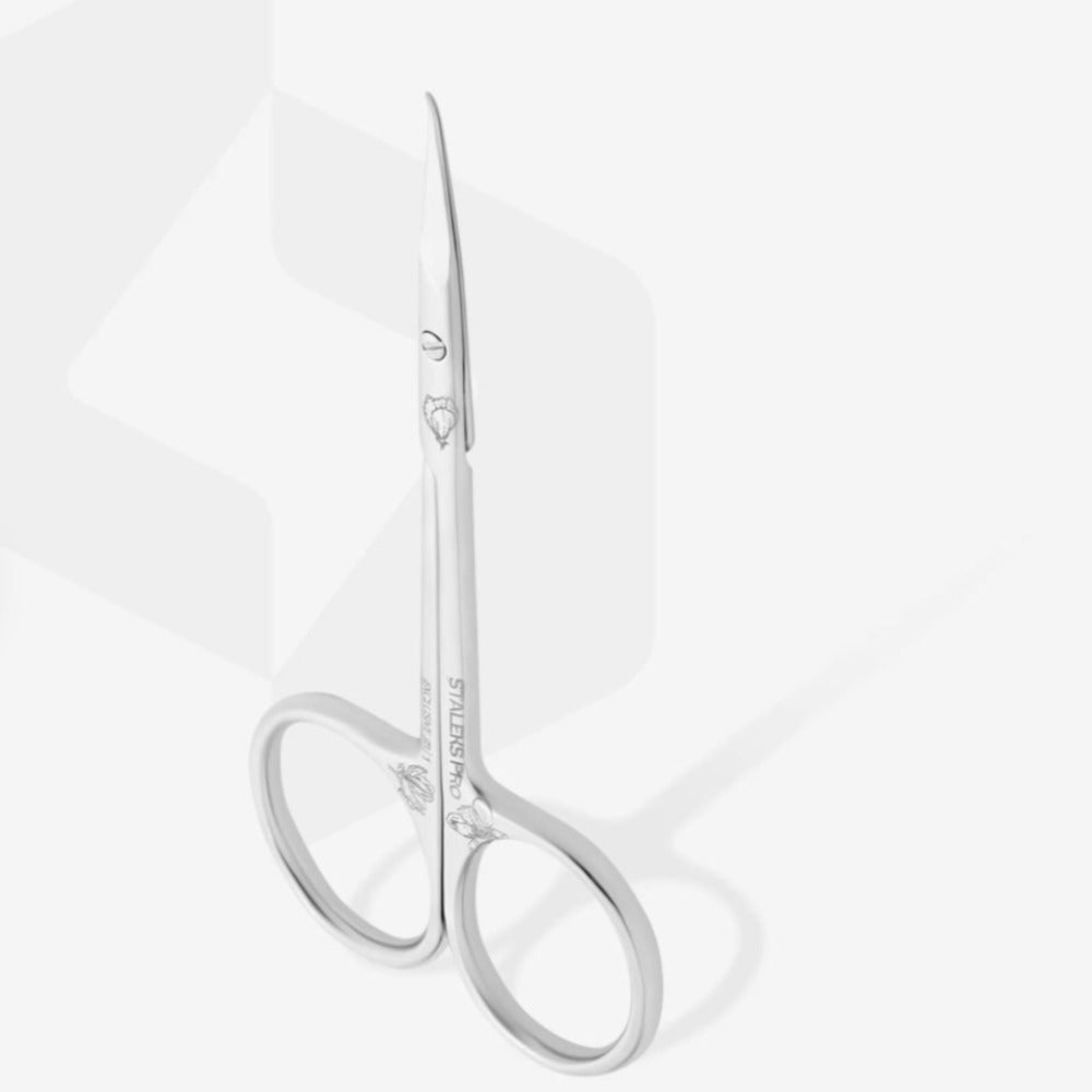 Stainless steel cuticle scissors for manicure and pedicure on white background