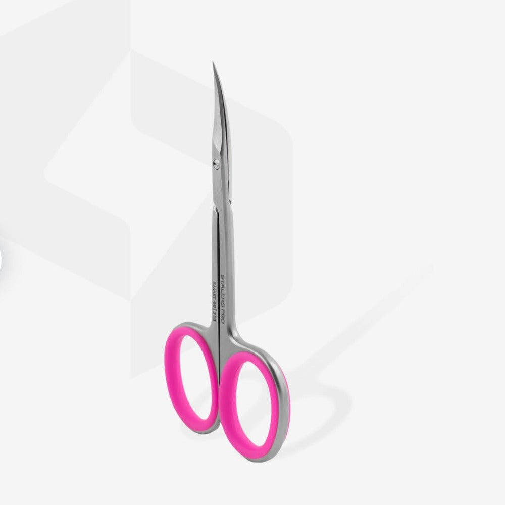 Stainless steel nail scissors with pink handles for manicure and pedicure