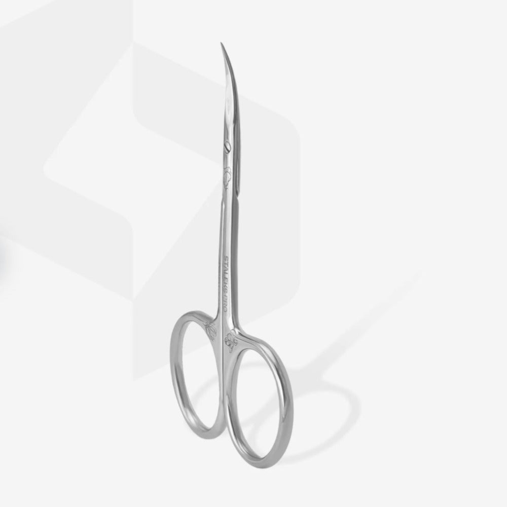Stainless steel cuticle scissors with curved blades for manicure and nail care