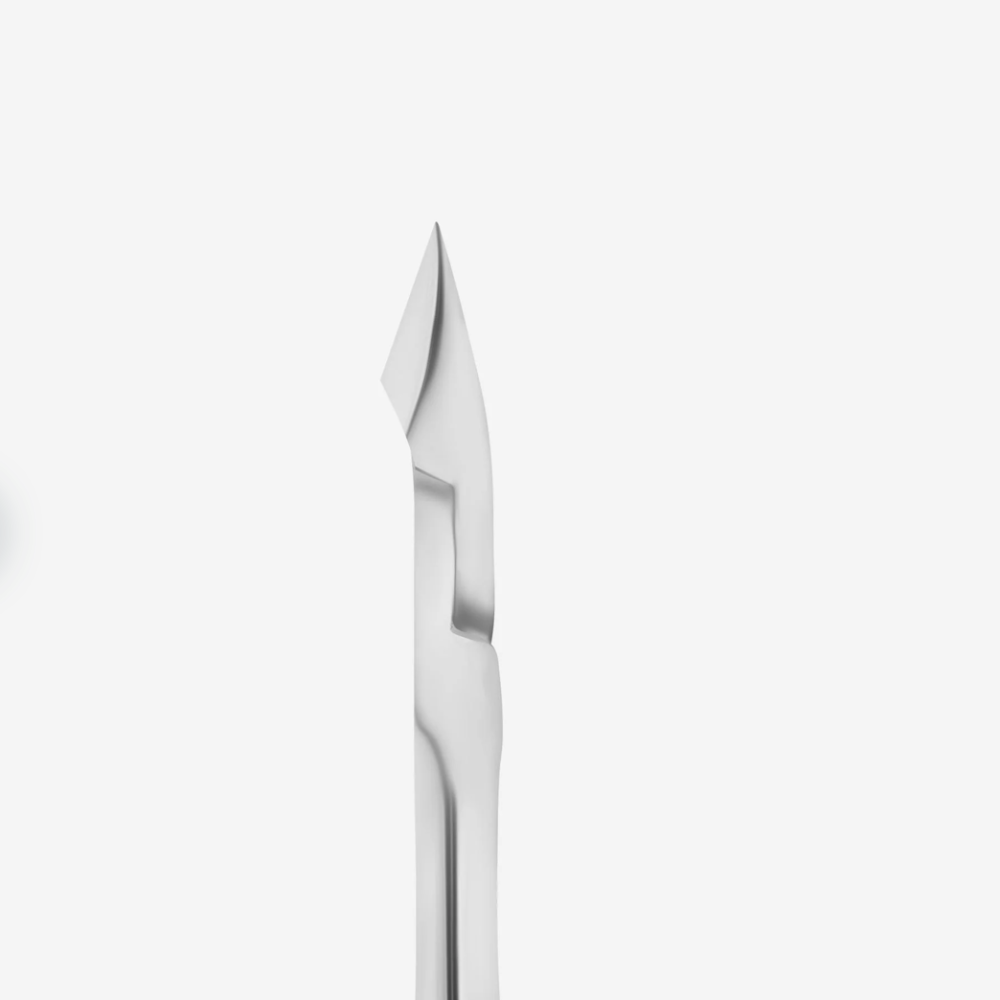 Stainless steel cuticle nipper tip for manicure and nail care on white background