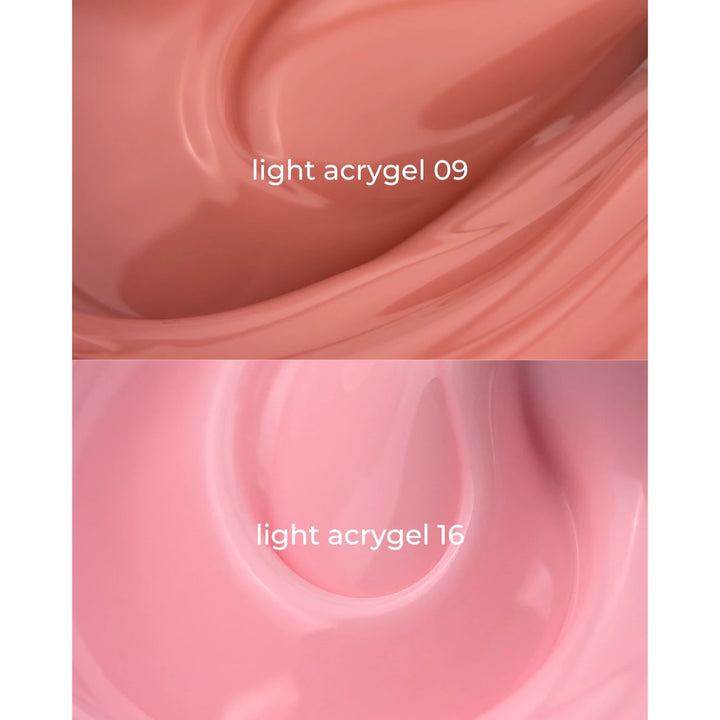 Two swatches of glossy cream-colored acrylic paint or gel, labeled &