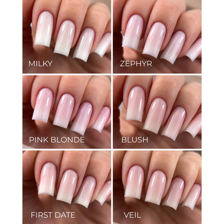 HEYLOVE Frame Builder Gel – milky, lavender and pink shades