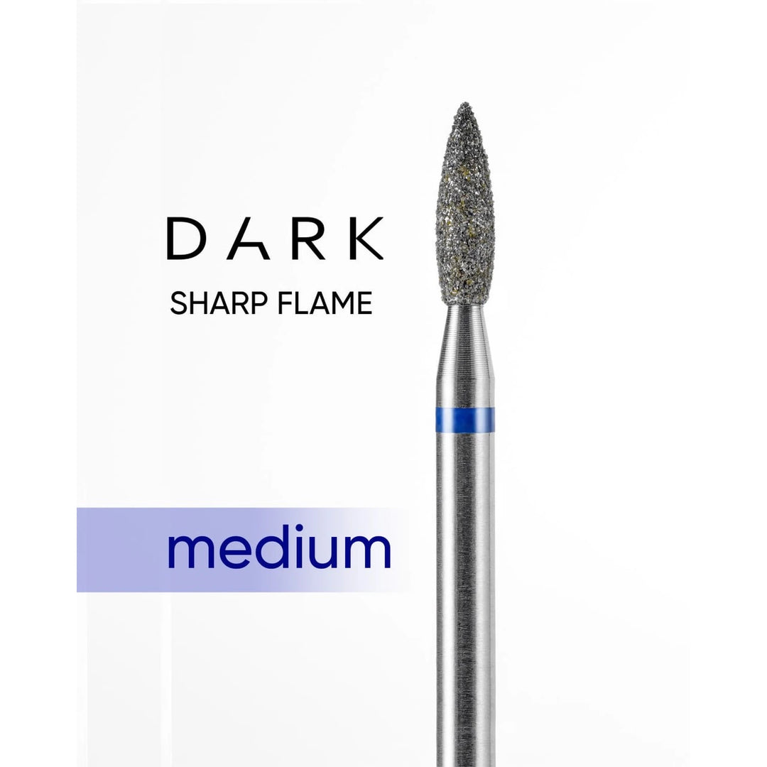 DARK Алмазная фреза Sharp Flame 2,3x8 мм (синяя, средняя)