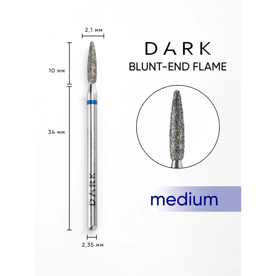 DARK Diamantová frézka Blunt-End Flame 2,1x10 mm (modrá)