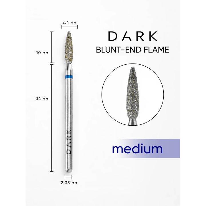 DARK Diamantová frézka Blunt-End Flame 2,4x10 mm (modrá)