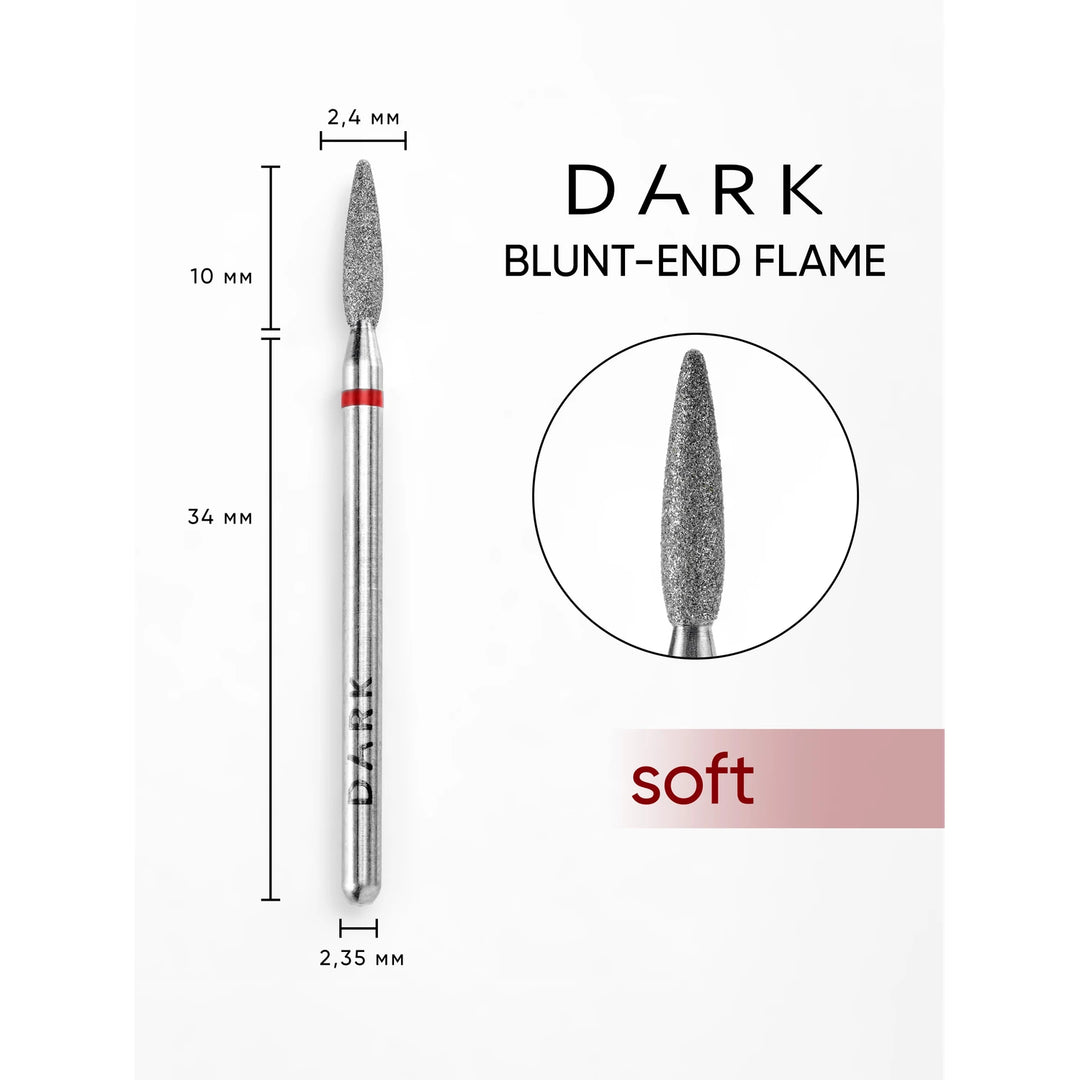 DARK Diamantová frézka Blunt-End Flame 2,4x10 mm (červená)