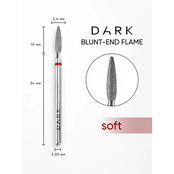 DARK Diamantová frézka Blunt-End Flame 2,4x10 mm (červená)