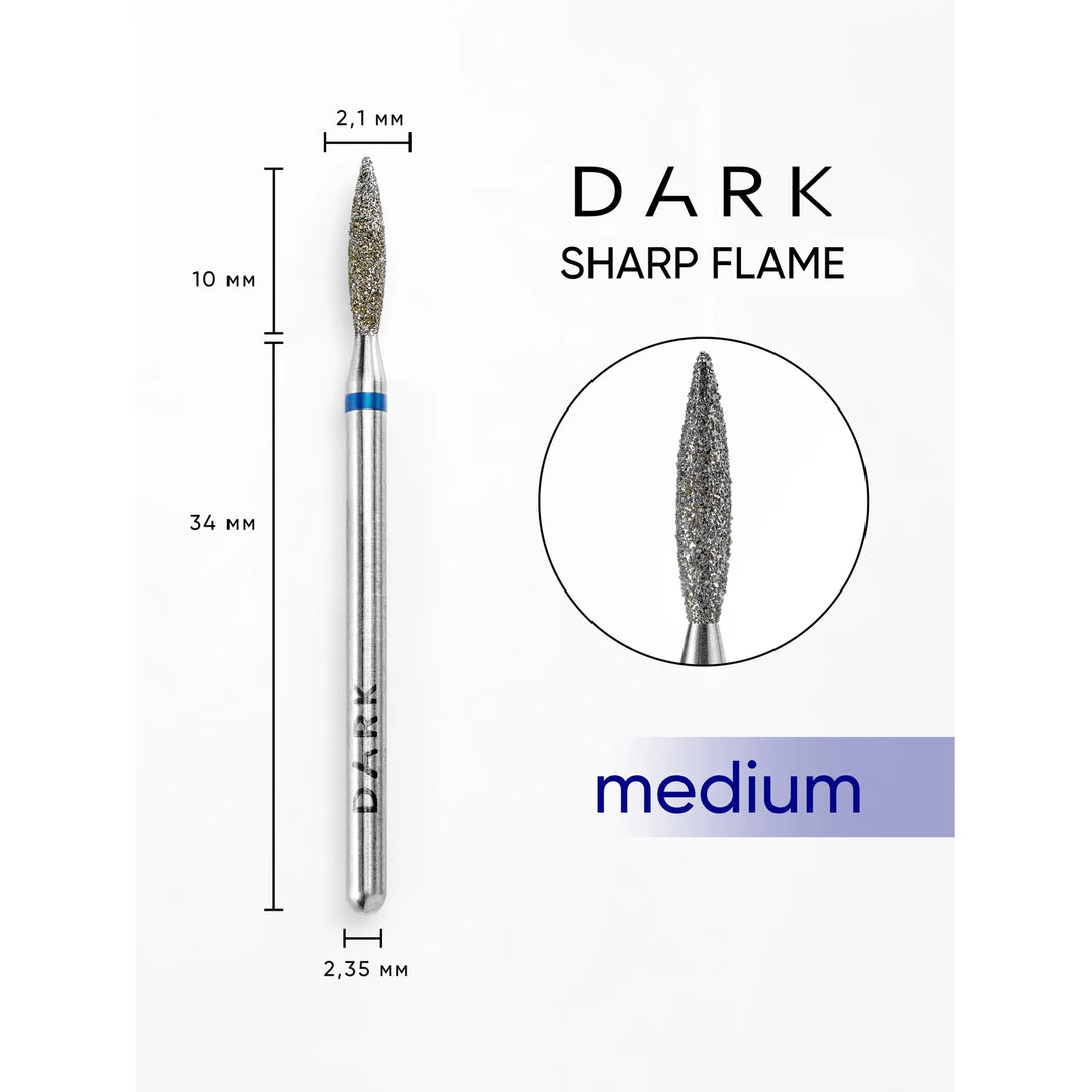 DARK Broca diamantada Sharp Flame 2,1x10 mm (azul, média)