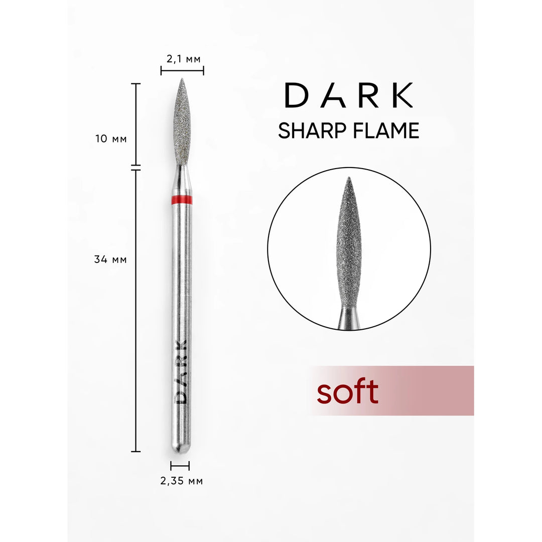 DARK Broca diamantada Sharp Flame 2,1x10 mm (vermelho)