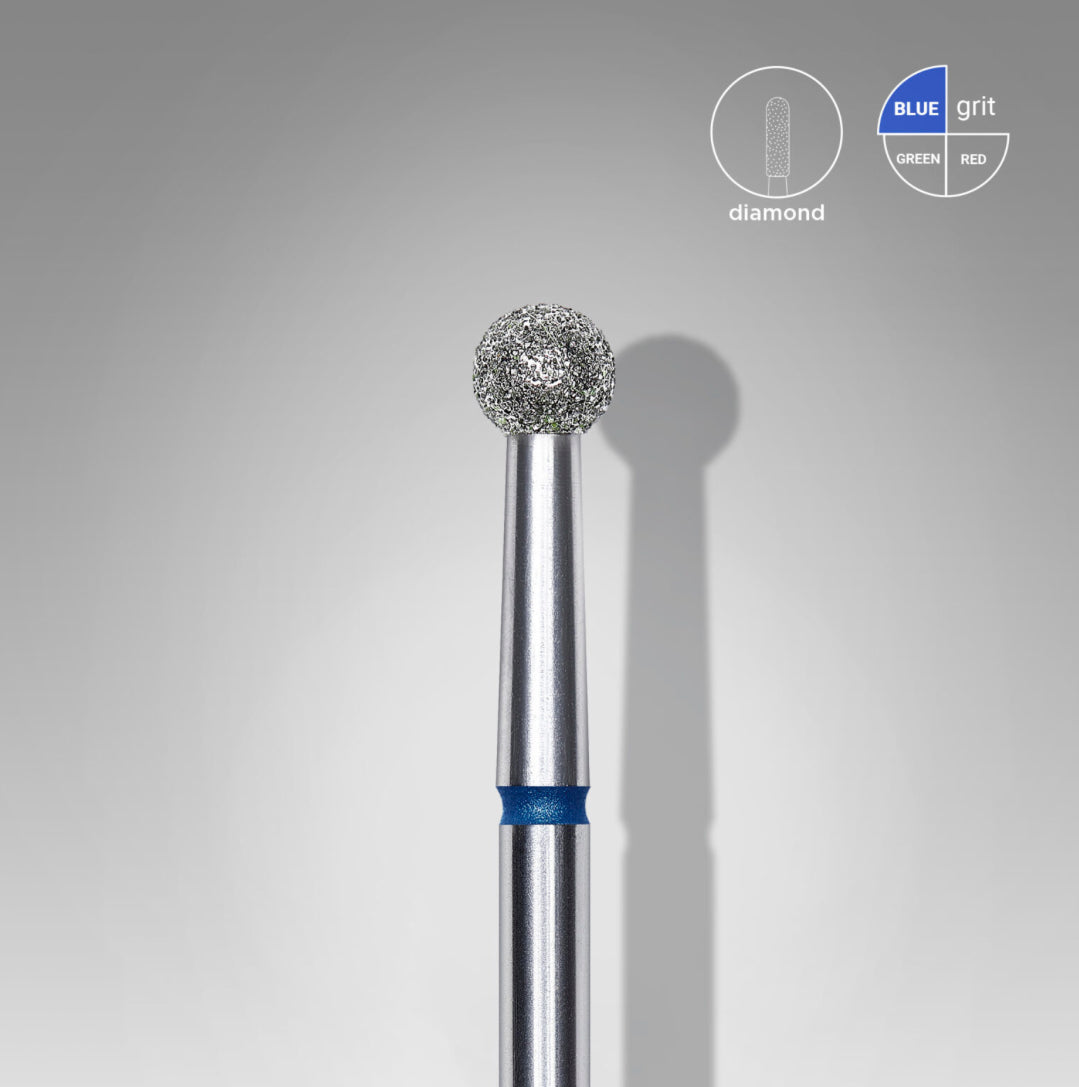 Diamond ball nail drill bit with blue grit for manicure and pedicure