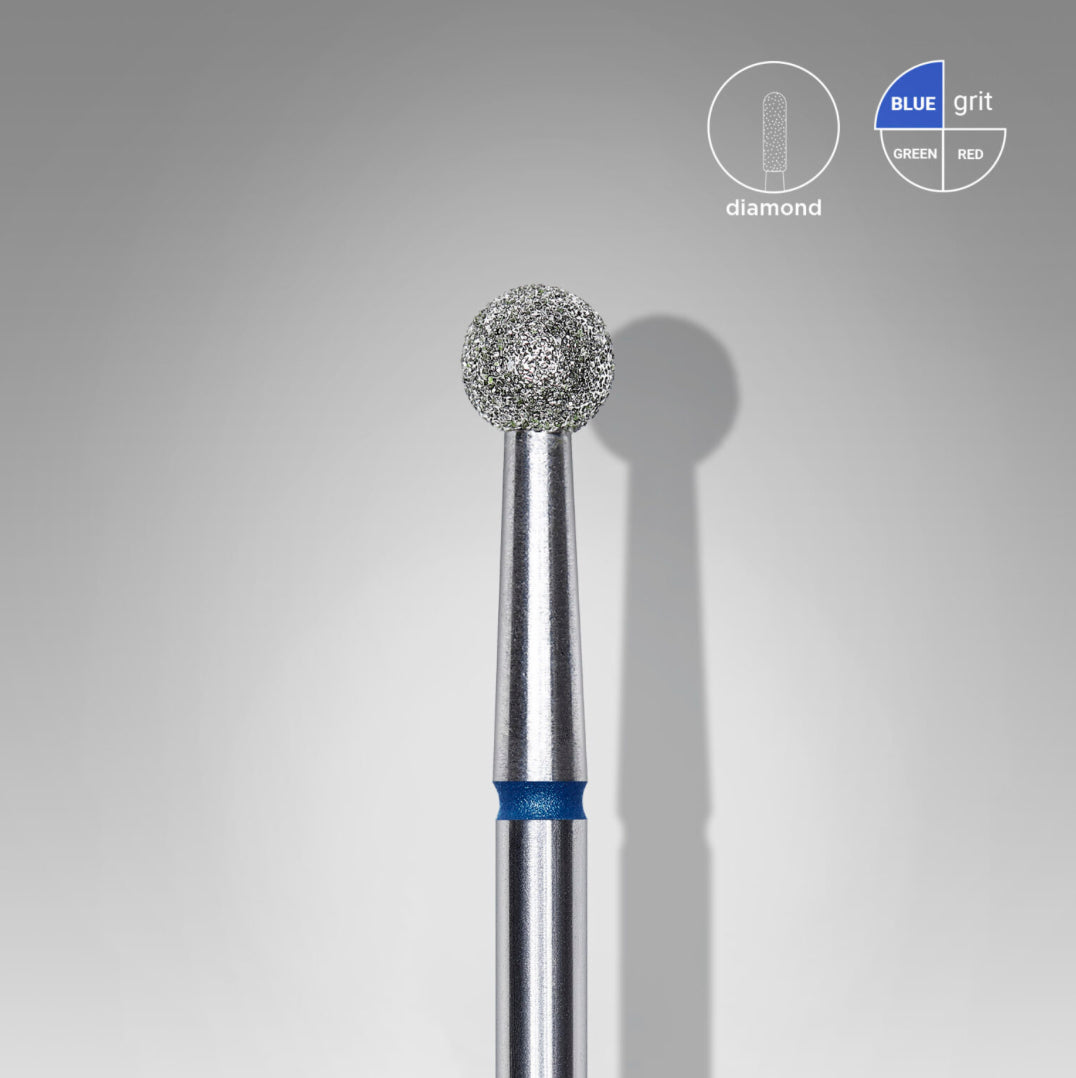 Diamond ball nail drill bit with blue grit for professional manicure