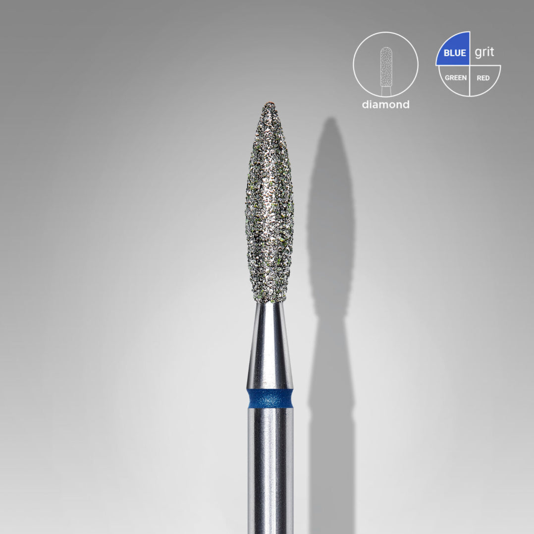 Diamond nail drill bit with blue grit for professional manicure and pedicure