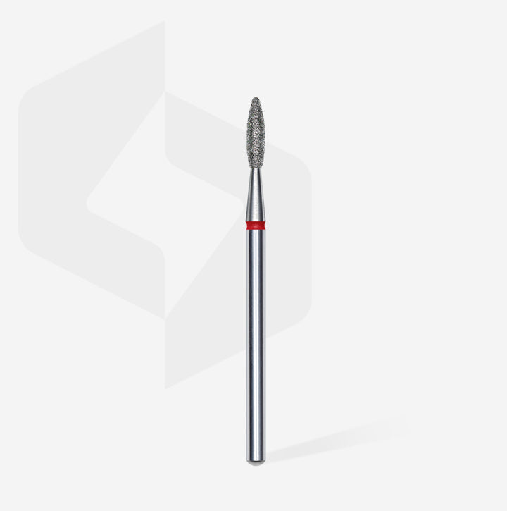 Diamond nail drill bit, “flame”, red, head diameter 2.1 mm/ working part 8 mm FA10R021/8