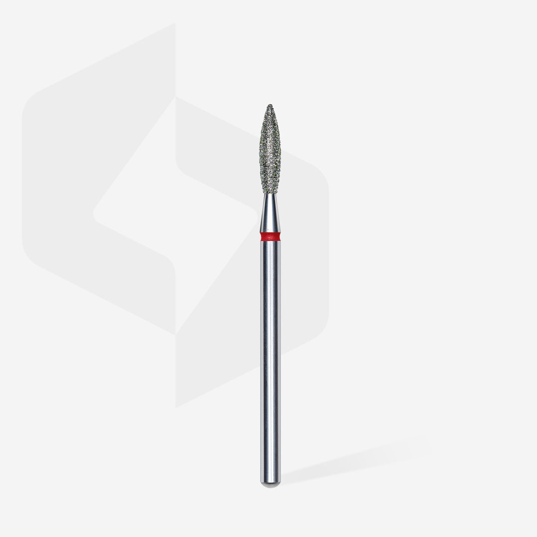 Diamond nail drill bit for manicure and pedicure, pointed tip, silver, isolated on white