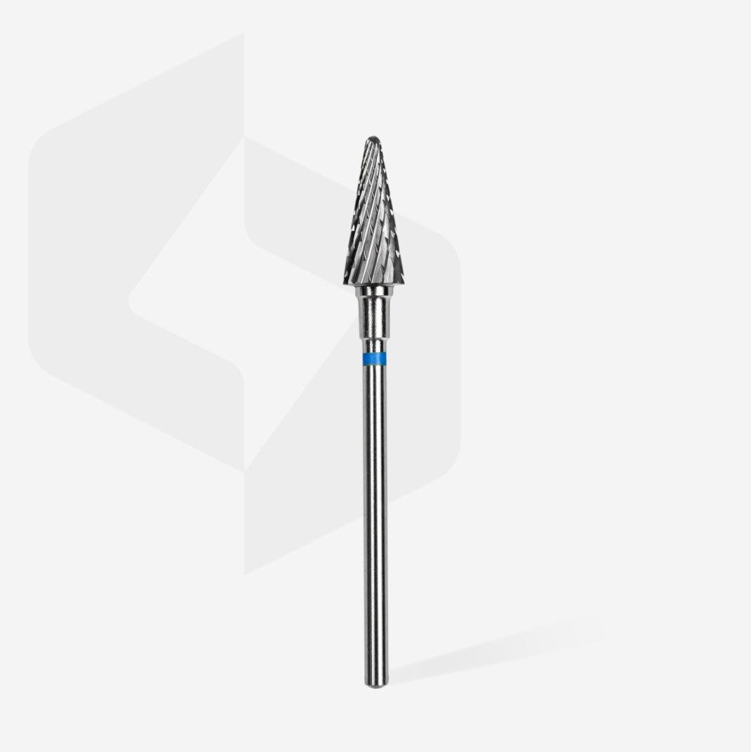 Carbide nail drill bit with pointed tip for manicure and pedicure on white background