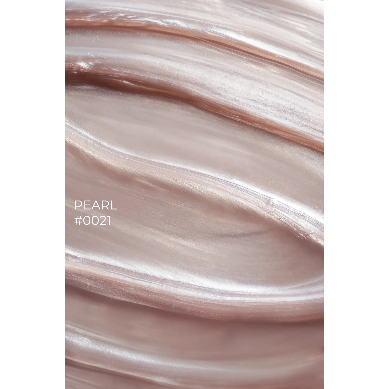Shimmery pearl pink UV gel nail polish with creamy texture, shade number 0021