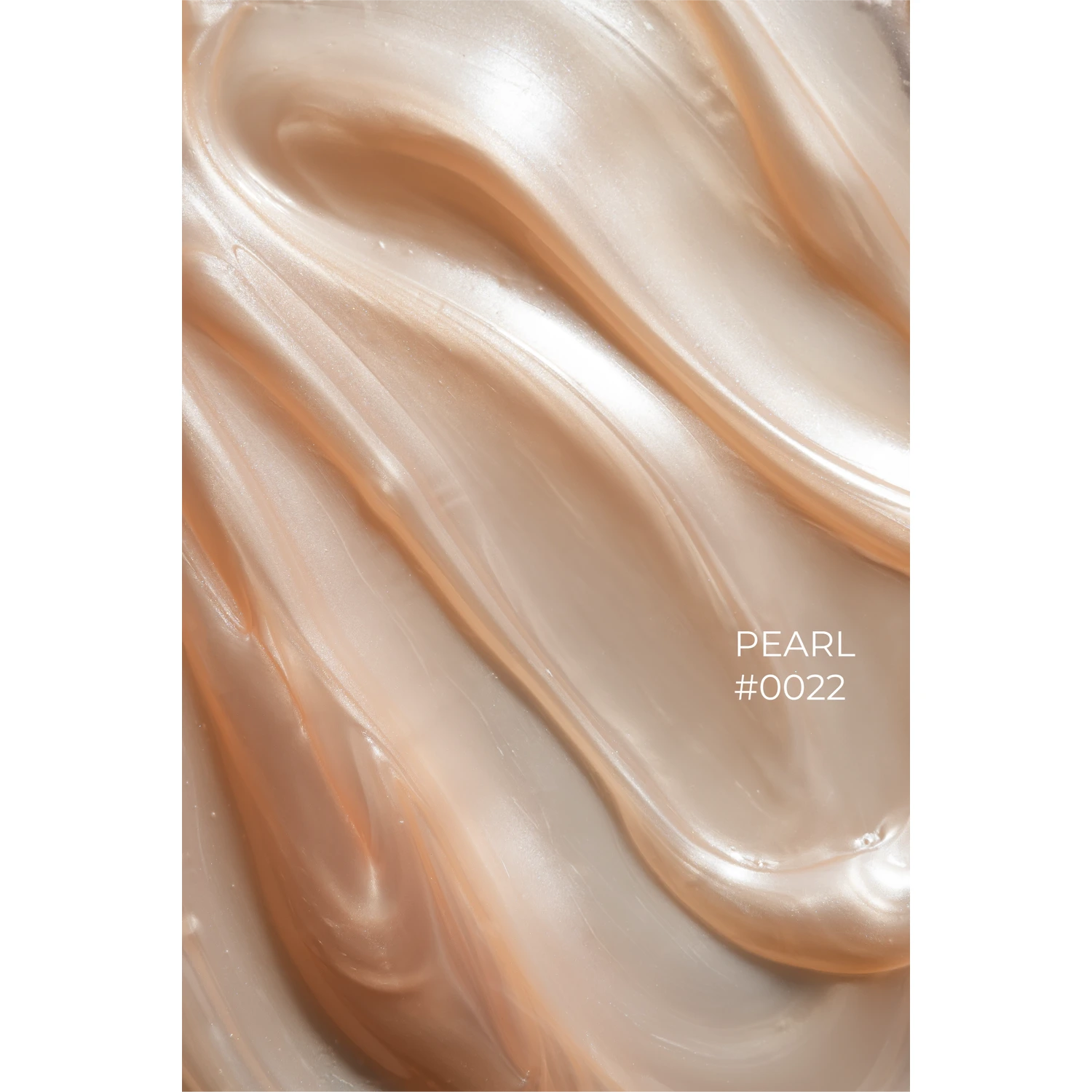 Shimmery pearl gel nail polish swatch, creamy texture, labeled PEARL #0022