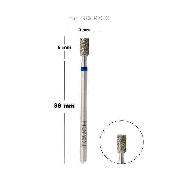 TOUCH Fraise diamantée Cylinder 3,0 mm, bleue