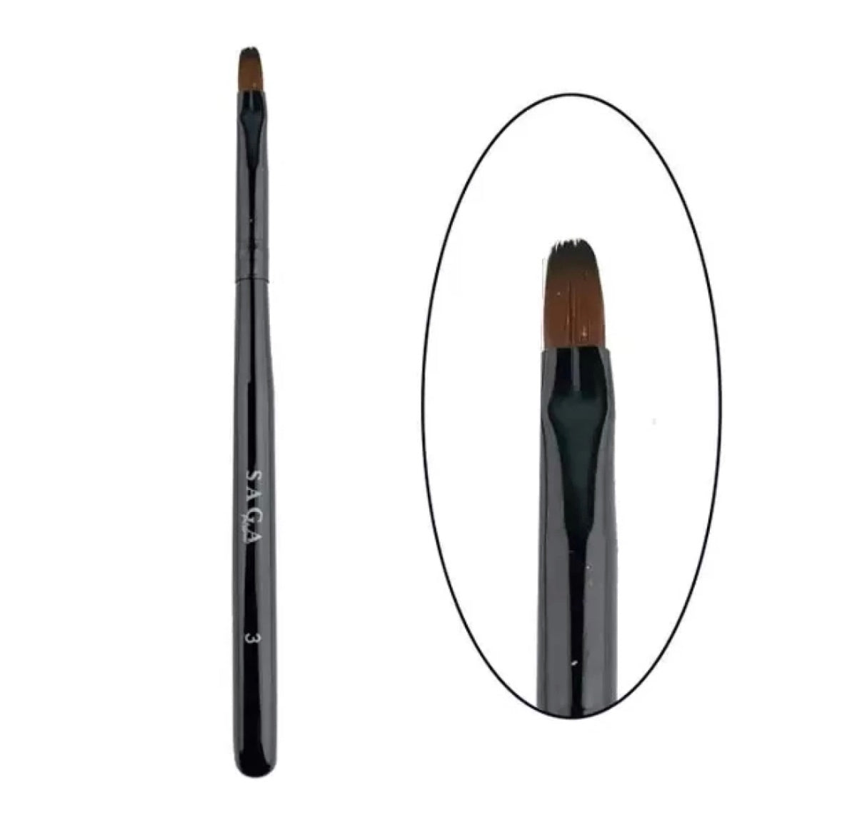 Professional nail art brush with fine bristles, black handle, ideal for manicure design