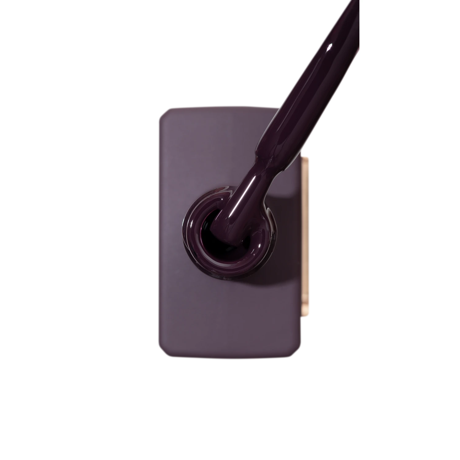 Dark purple gel nail polish bottle with brush, professional manicure product