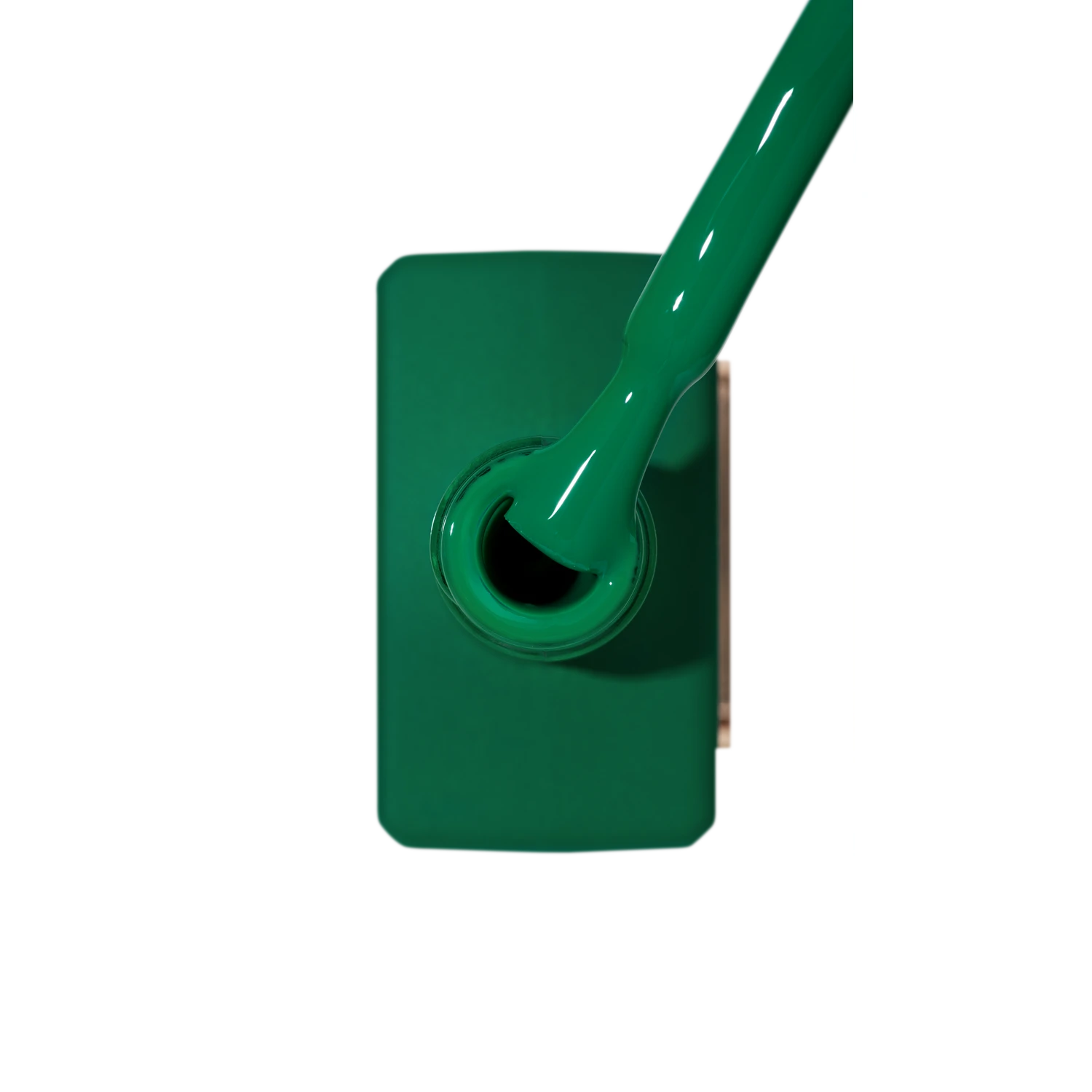 Green gel nail polish bottle with brush, professional manicure product