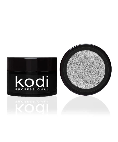 Kodi Professional jar with silver glitter on a white background
