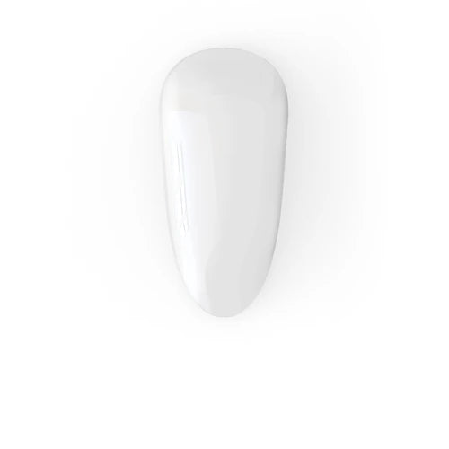 Glossy white acrygel nail swatch, manicure UV gel sample on clean background