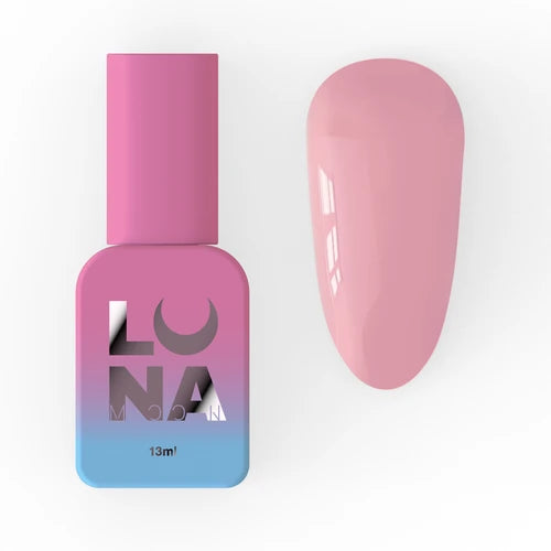Pink UV gel nail polish bottle with matching pink color swatch, manicure product